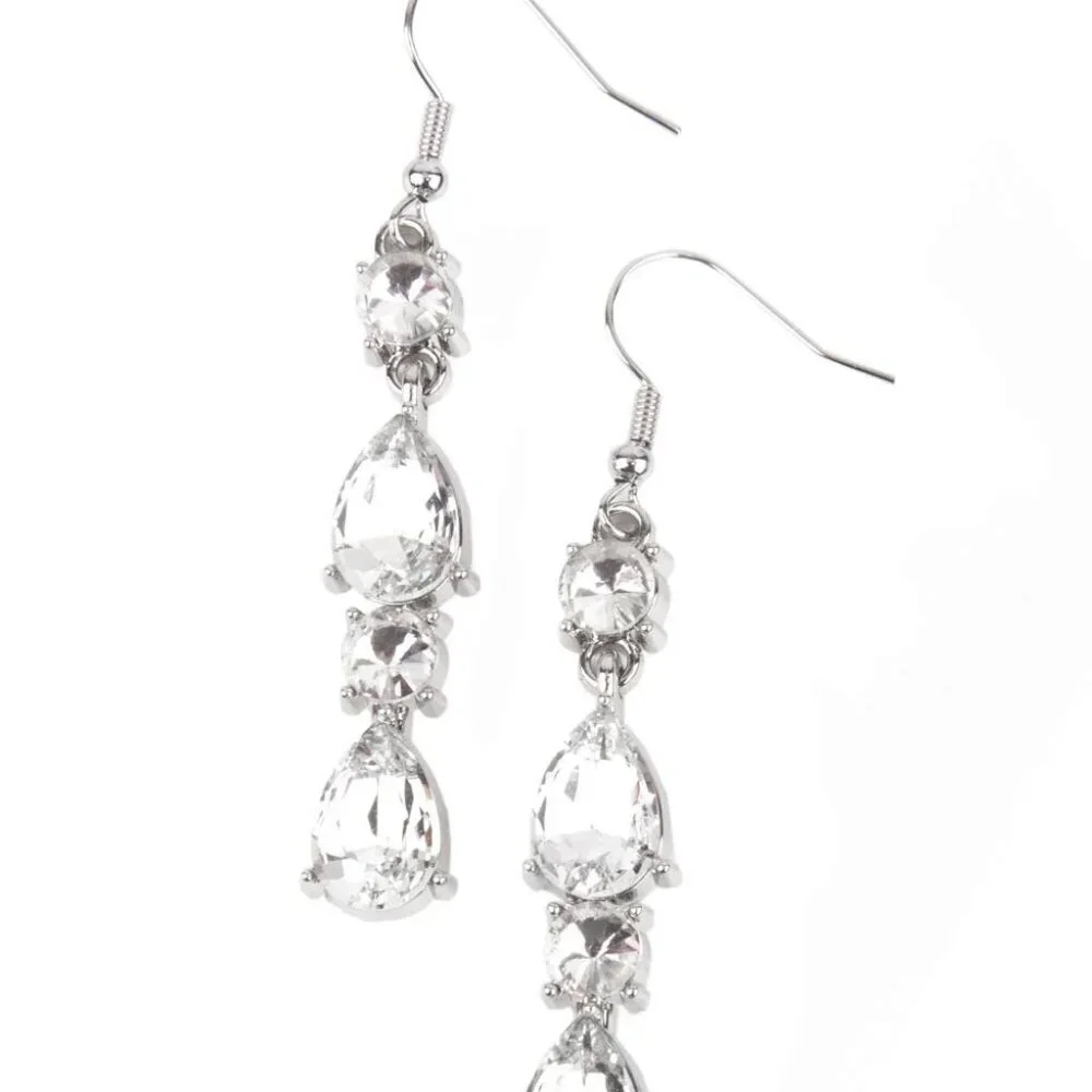 Paparazzi Jewelry - Raise Your Glass to Glamorous - White Earrings - Vintage